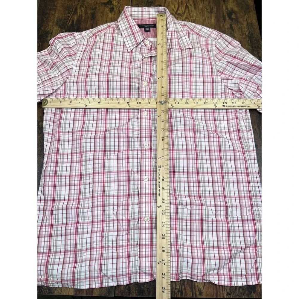 Banana Republic Men's Slim-Fit Red Plaid Cotton Button-Up Shirt Medium 15-15.5